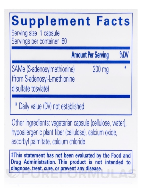 SAMe (S-Adenosylmethionine) - 60 Capsules - Alternate View 3