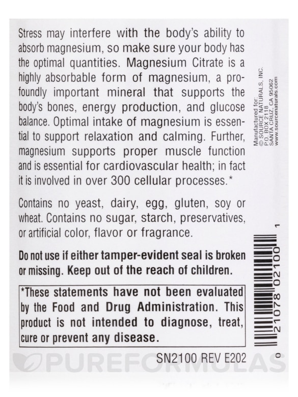 Magnesium Citrate 133 mg - 180 Capsules - Alternate View 4