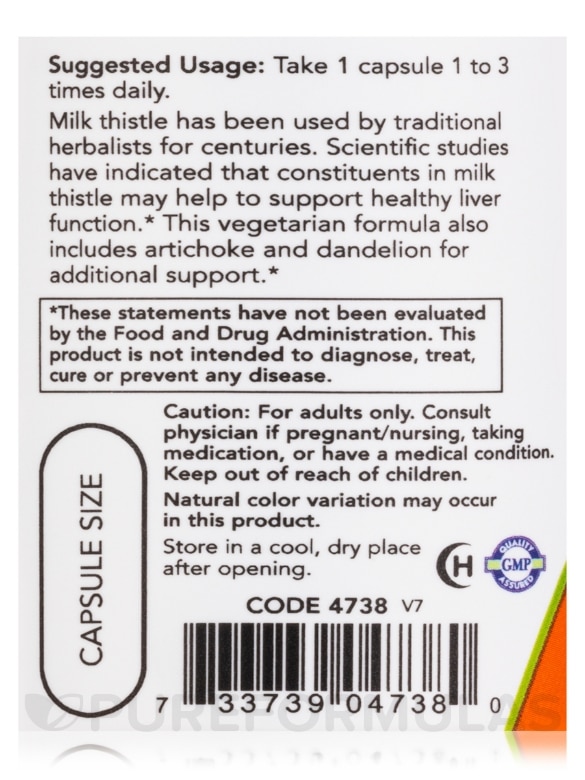 Milk Thistle Extract 300 mg (Double Strength) - 50 Veg Capsules - Alternate View 4