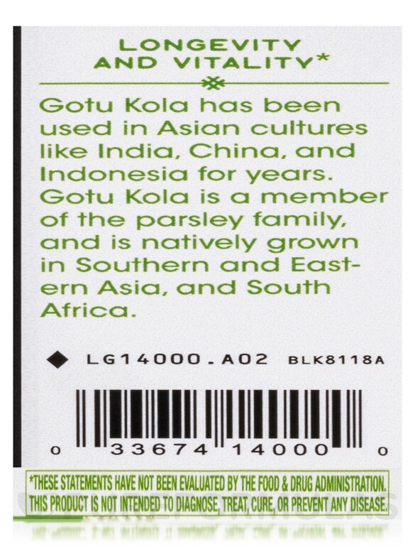 Gotu Kola Herb - 100 Vegan Capsules - Alternate View 6