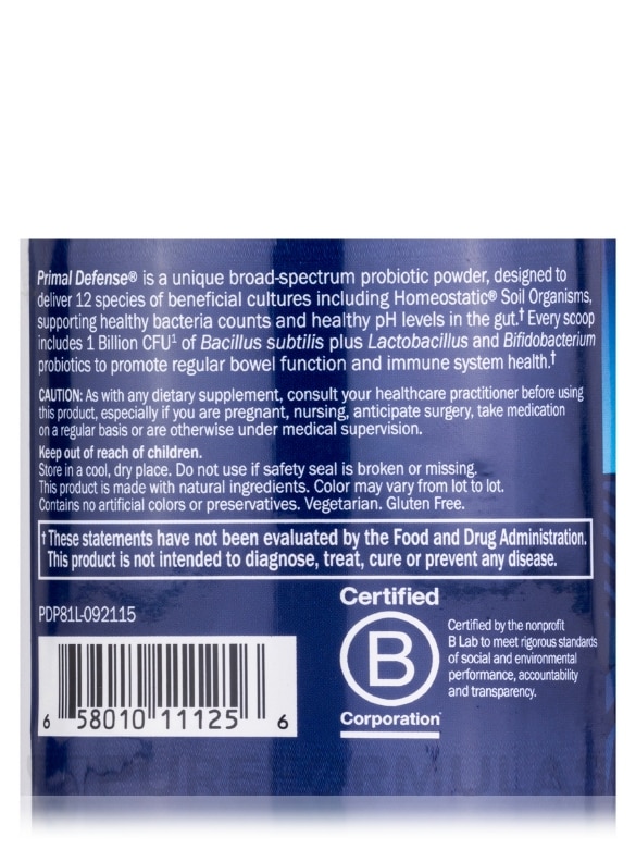 Primal Defense® HSO Probiotic Formula - 2.86 oz (81 Grams) - Alternate View 4