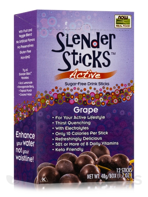 NOW Real Food® - Active Grape Slender Sticks - Box of 12 Sticks