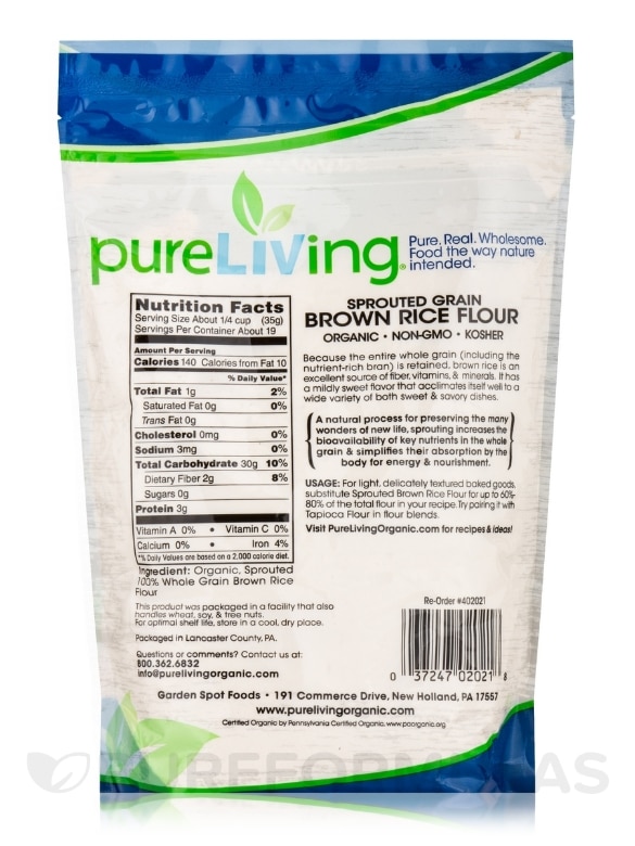 Sprouted Grain Brown Rice Flour (Whole Grain) - 24 oz (680 Grams) - Alternate View 1