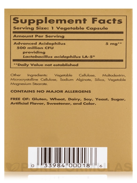 Advanced Acidophilus - 100 Vegetable Capsules - Alternate View 8