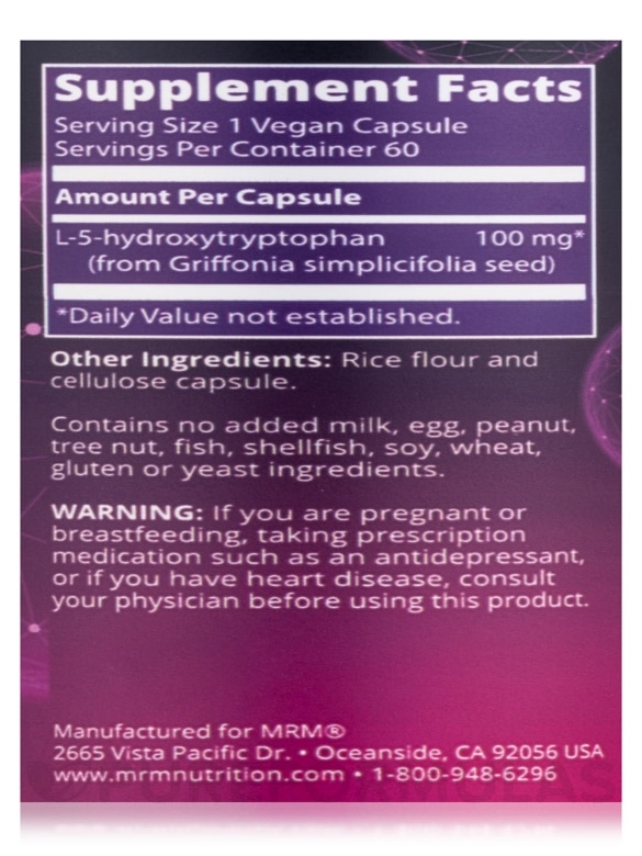 5-HTP 100 mg - 60 Vegan Capsules - Alternate View 4