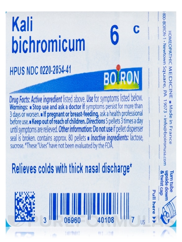 Kali bichromicum 6c - 1 Tube (approx. 80 pellets) - Alternate View 4
