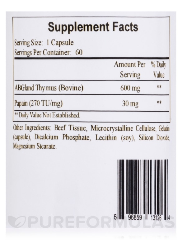 LTP - Lyphoactivated Thymic Peptides - 60 Capsules - Alternate View 3