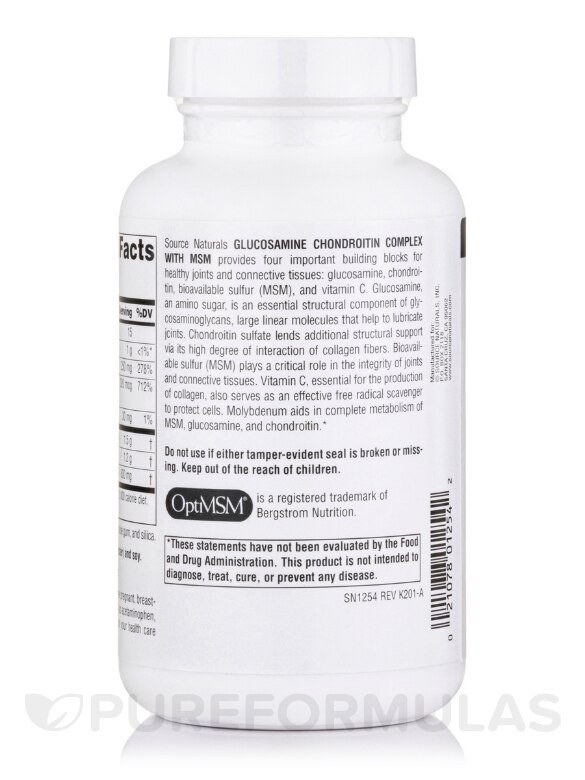Glucosamine Chondroitin Complex with MSM - 120 Tablets - Alternate View 2
