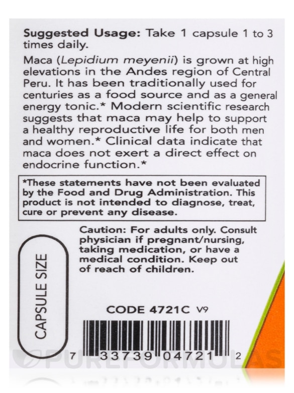 Maca 500 mg - 100 Veg Capsules - Alternate View 4