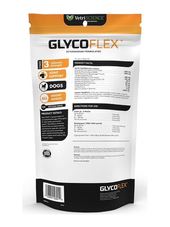 GlycoFlex® Stage 3 for Dogs - 120 Bite-Sized Chews - Alternate View 1