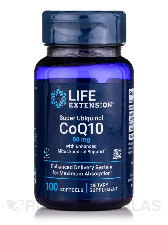 Super Ubiquinol CoQ10 with Enhanced Mitochondrial Support 50 mg - 100 Softgels