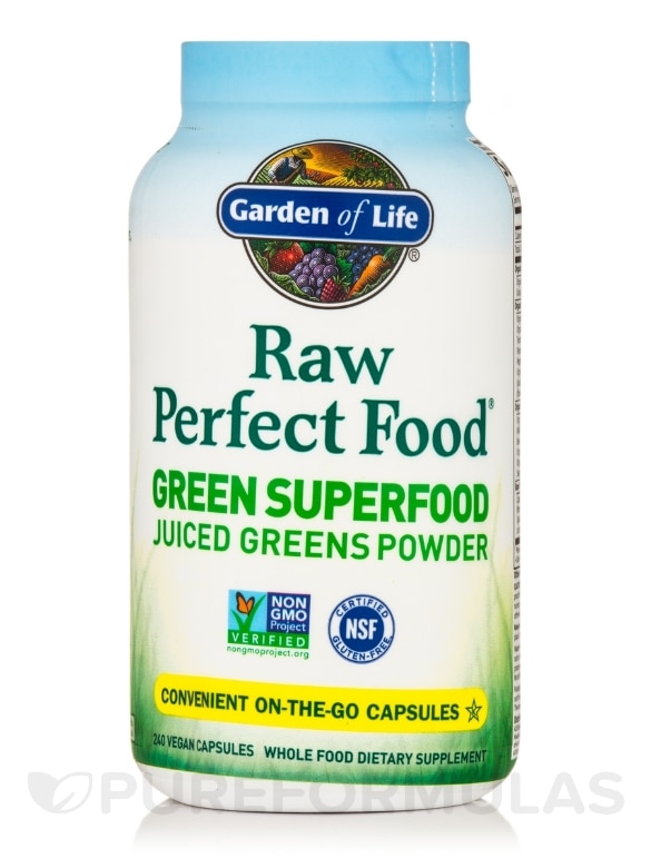Raw Perfect Food® - Green Superfood Juiced Greens - 240 Vegan Capsules
