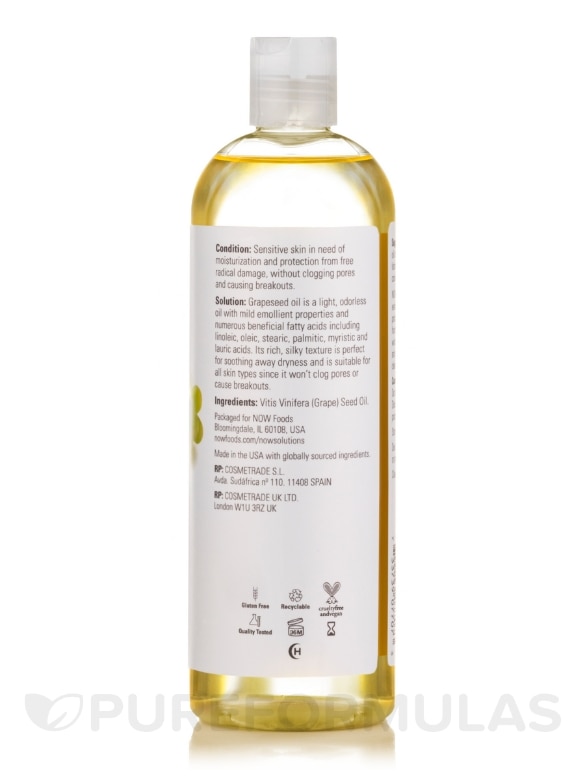 NOW® Solutions - Grapeseed Oil (100% Pure) - 16 fl. oz (473 ml) - Alternate View 1