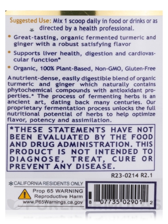 Premier Fermented Turmeric Plus - 4.7 oz (135 Grams) - Alternate View 6