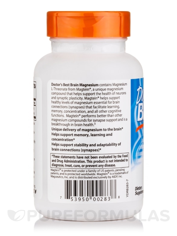 Brain Magnesium with Magtein™ 50 mg - 60 Veggie Capsules - Alternate View 2