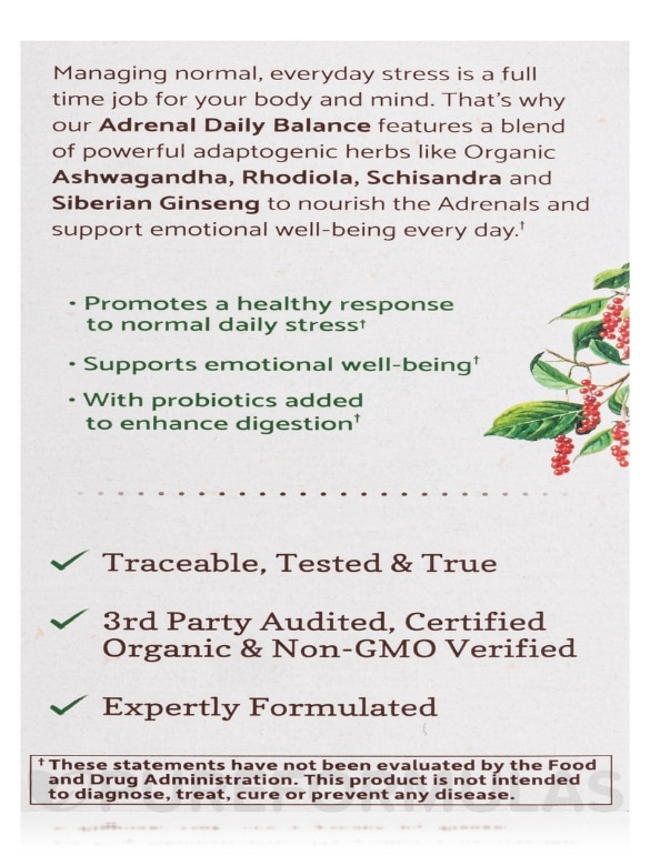 mykind Organics Adrenal Daily Balance - 120 Vegan Tablets - Alternate View 9