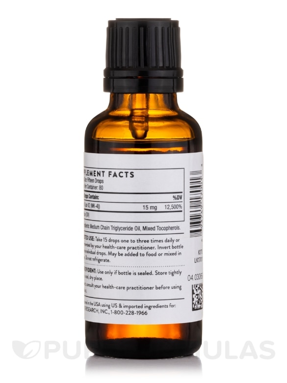 Vitamin K2 Liquid - 1 fl. oz (30 ml) - Alternate View 2