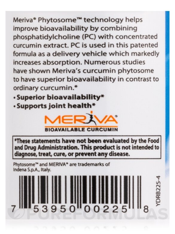Curcumin Phytosome with Meriva® 500 mg - 60 Veggie Capsules - Alternate View 4