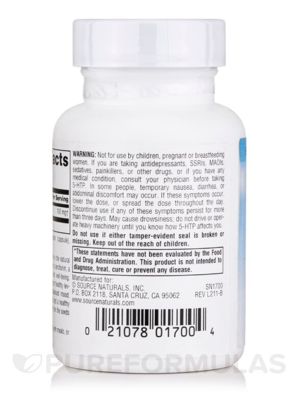 5-HTP 50 mg - 30 Capsules - Alternate View 2