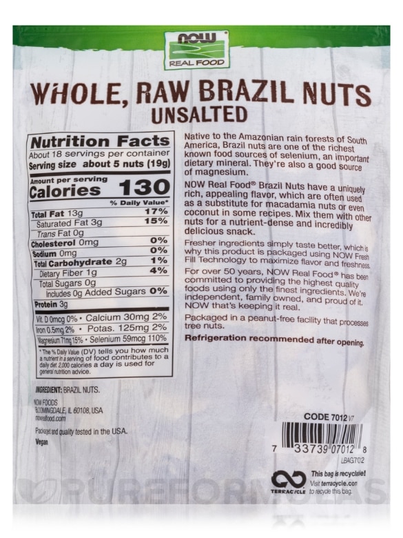 NOW Real Food® - Brazil Nuts (Unsalted) - 12 oz (340 Grams) - Alternate View 2