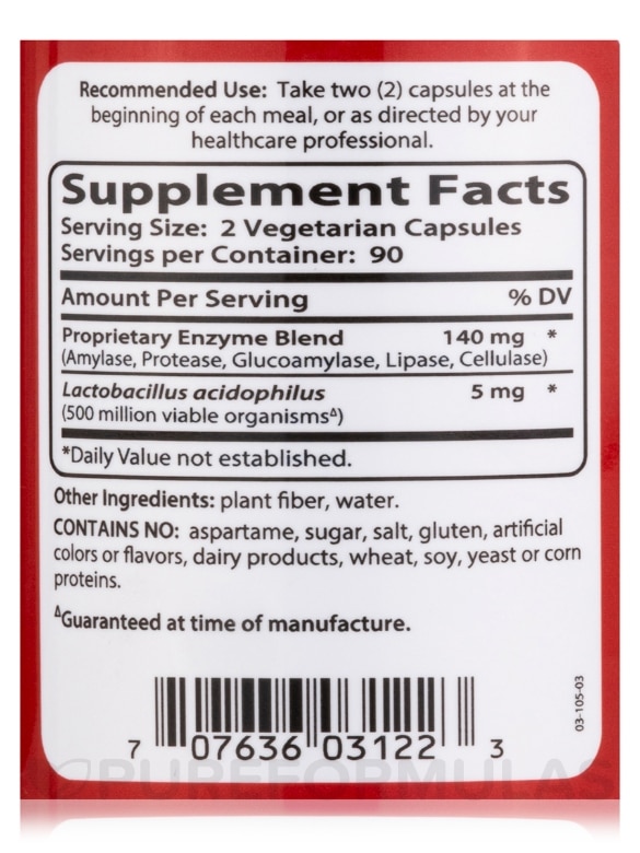Starch Digest (Formula 2) - 180 Vegetarian Capsules - Alternate View 3