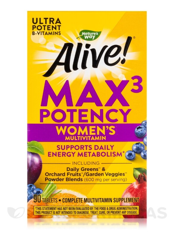 Alive!® Max3 Potency Daily Women's Multivitamin - 90 Tablets - Alternate View 3