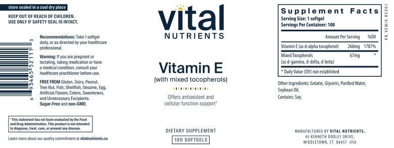 Vitamin E 400 IU with Mixed Tocopherols - 100 Softgels - Alternate View 4