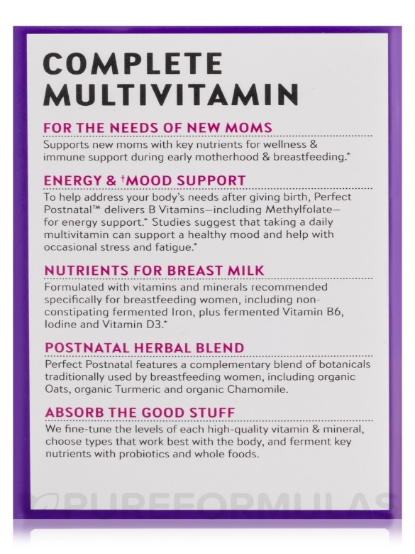 Perfect Postnatal Multivitamin - 96 Vegetarian Tablets - Alternate View 9