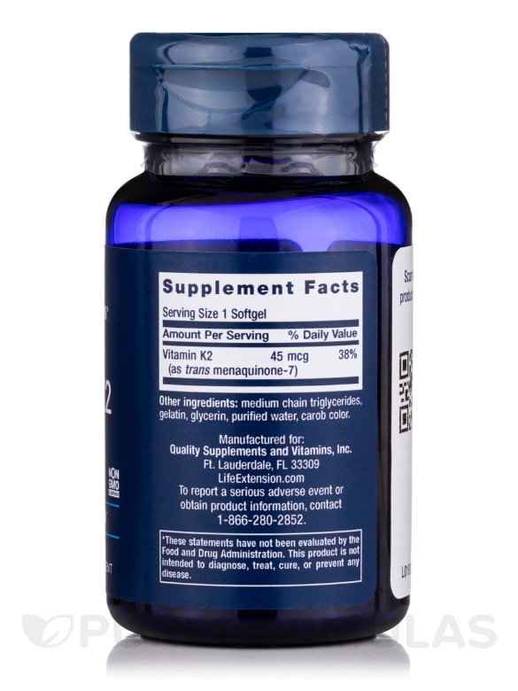 Low-Dose Vitamin K2 (MK-7) 45 mcg - 90 Softgels - Alternate View 1