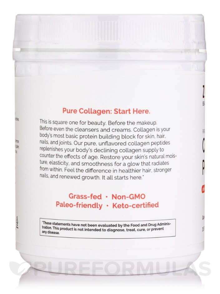 Pure Grass-Fed Collagen Peptides Powder (Tub) - 16 oz (454 Grams) - Alternate View 2