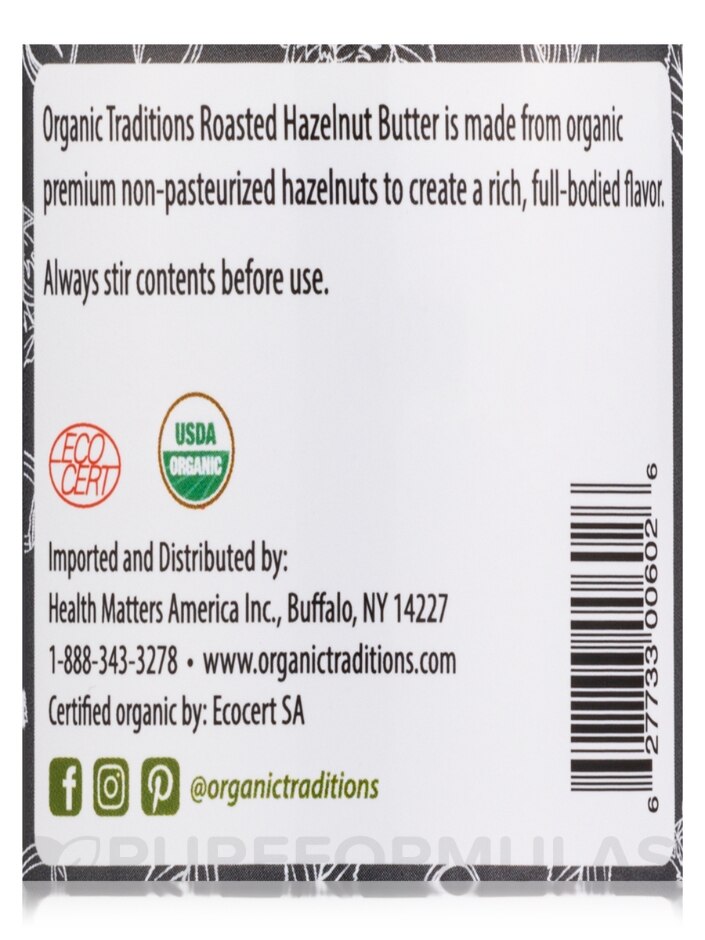 Organic Roasted Hazelnut Butter - 8.8 oz (250 Grams) - Alternate View 4
