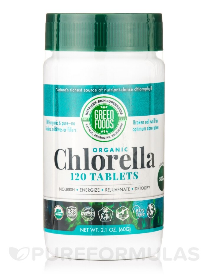 Organic Chlorella 500 mg - 120 Tablets (2.1 oz / 60 Grams)