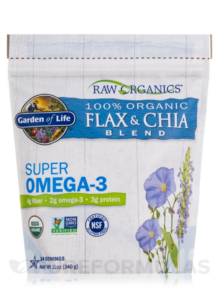 Raw Organics Flax & Chia Seed Blend - 12 oz (340 Grams)