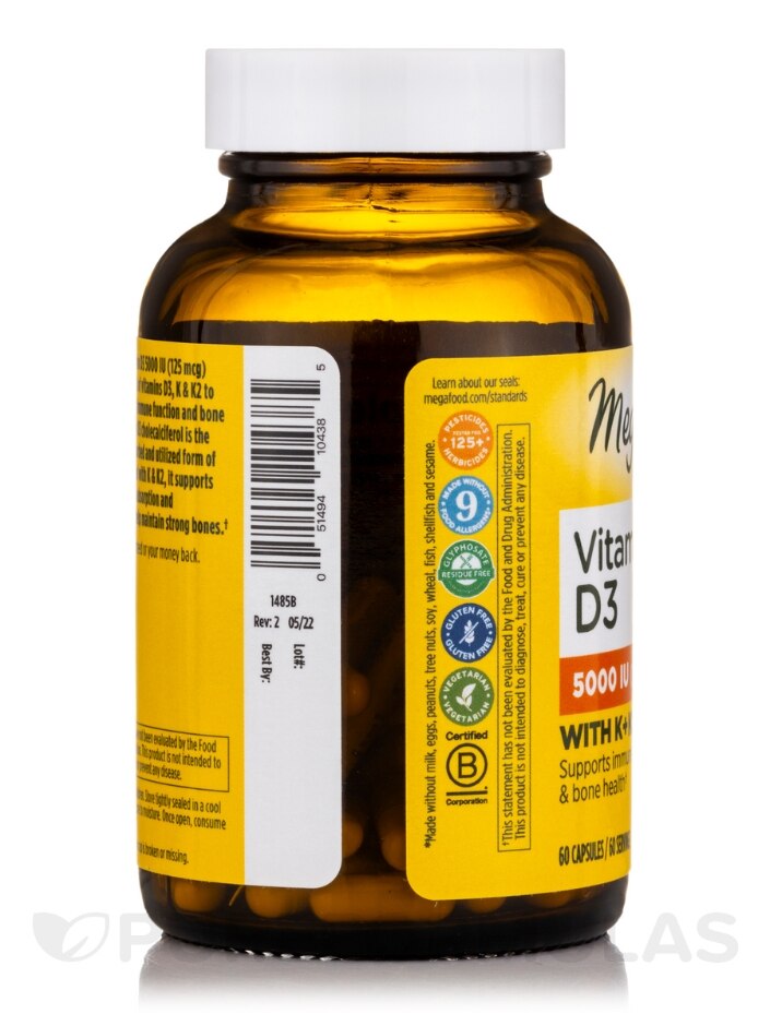 Vitamin D3 5000 IU with K & K2 - 60 Capsules - Alternate View 3
