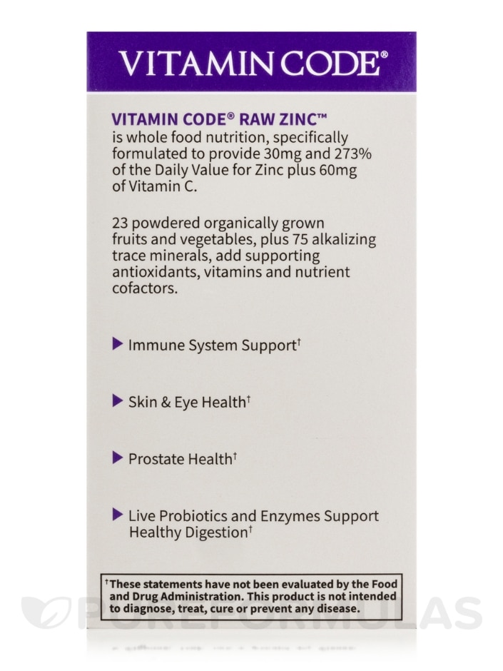 Vitamin Code® - Raw Zinc - 60 Vegan Capsules - Alternate View 6
