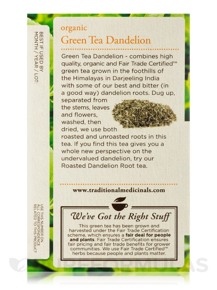 Organic Green Tea Dandelion - 16 Tea Bags - Alternate View 4