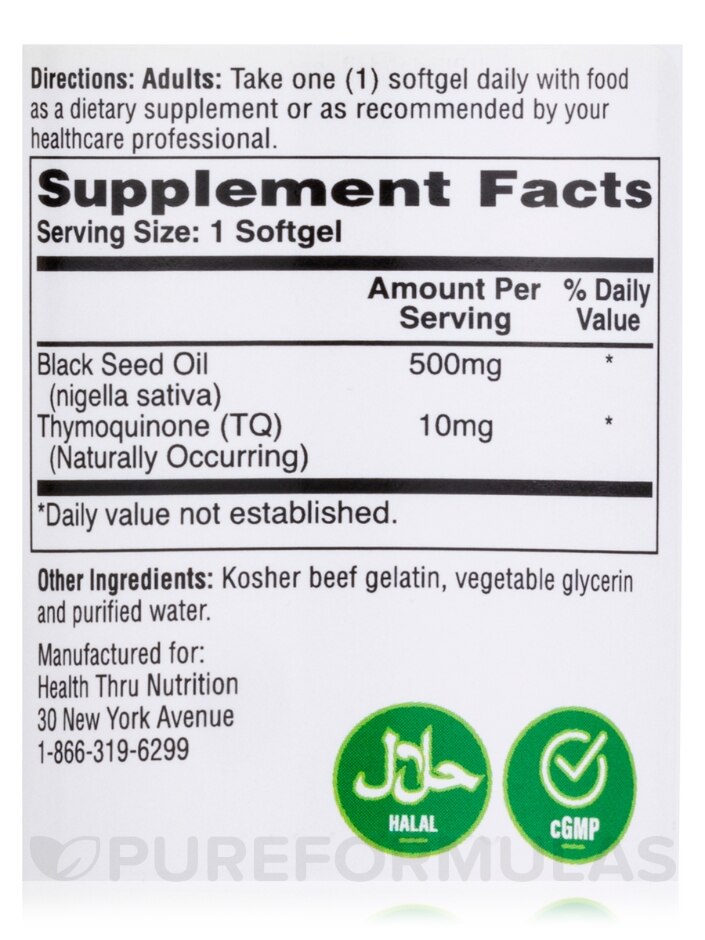 Black Cumin Seed Oil 500 mg - 100 Softgels - Alternate View 3