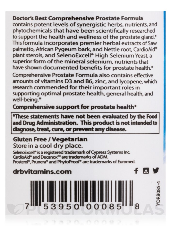 Comprehensive Prostate Formula with SelenoExcell® - 120 Veggie Capsules - Alternate View 4
