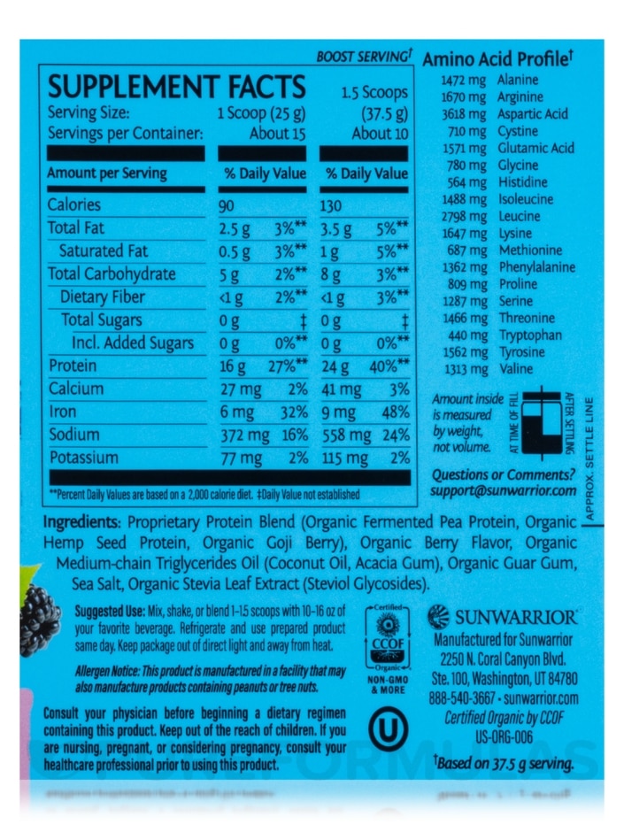 Protein Warrior Blend - Berry Flavor - 13.2 oz (375 Grams) - Alternate View 4