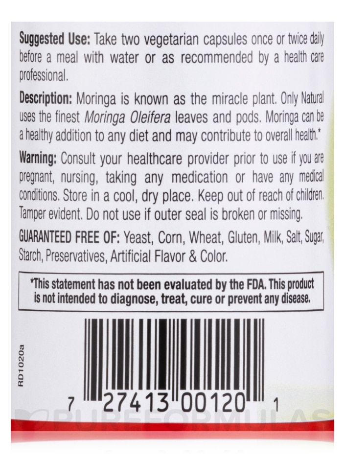 Moringa Pure 1000 mg - 90 Vegetarian Capsules - Alternate View 4