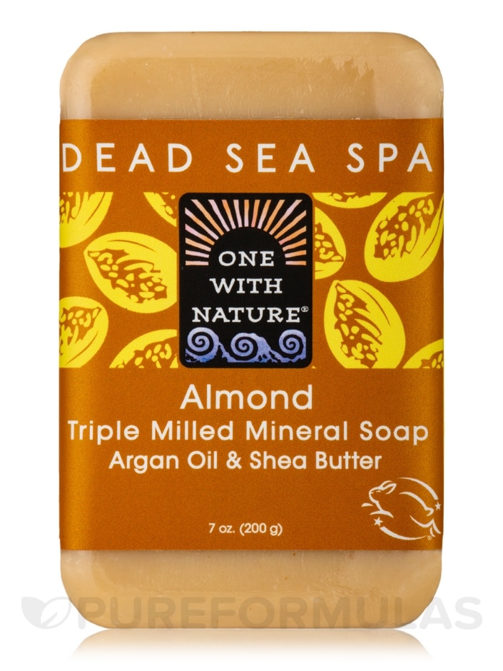 Almond - Triple Milled Mineral Soap Bar with Argan Oil & Shea Butter - 7 oz (200 Grams) - Alternate View 1