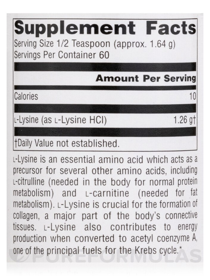 L-Lysine Powder - 3.53 oz (100 Grams) - Alternate View 4