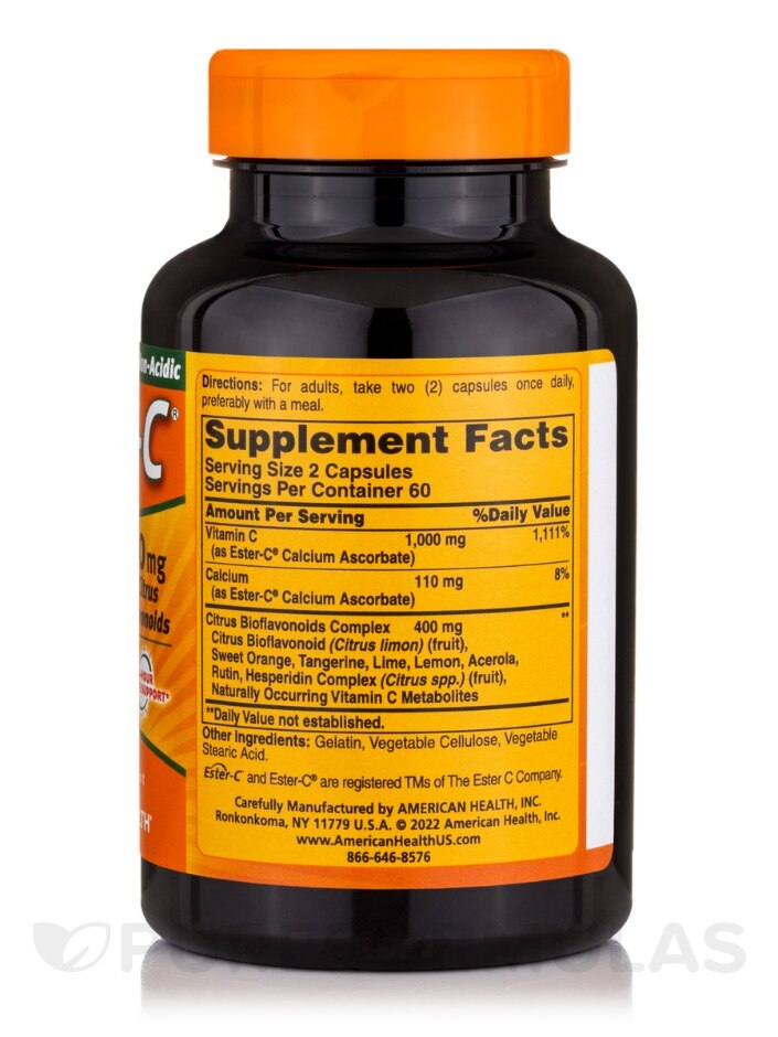 Ester-C® 500 mg with Citrus Bioflavonoids - 120 Capsules - Alternate View 1