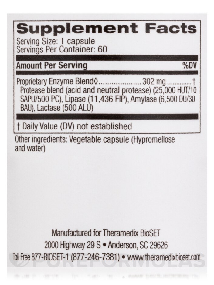Fat/High Lipase Digestion - 60 Capsules - Alternate View 3