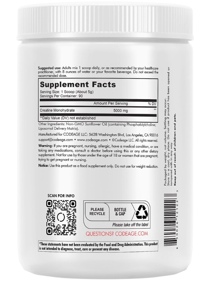 Codeage Liposomal Creatine Monohydrate Powder Supplement