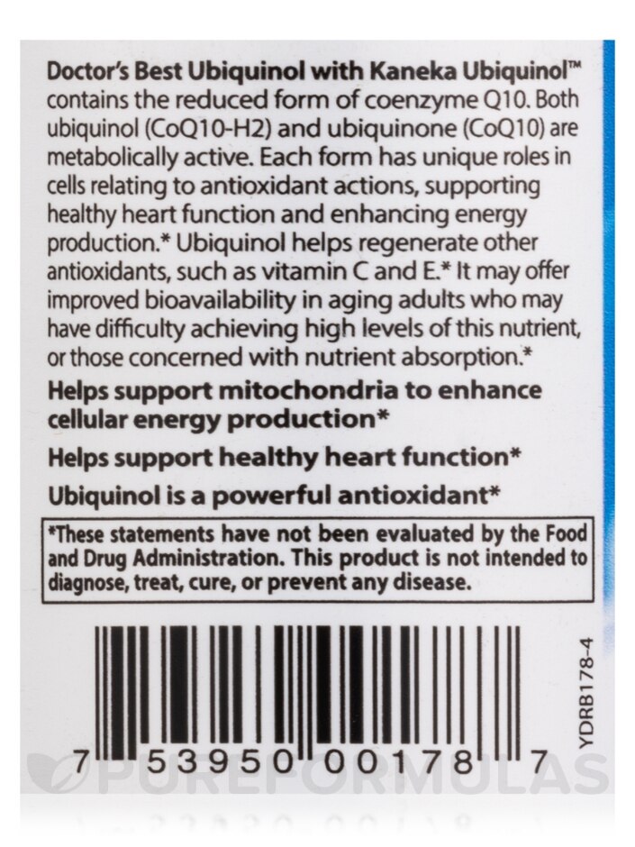 Best Ubiquinol with Kaneka's QH® 50 mg - 90 Softgels - Alternate View 4