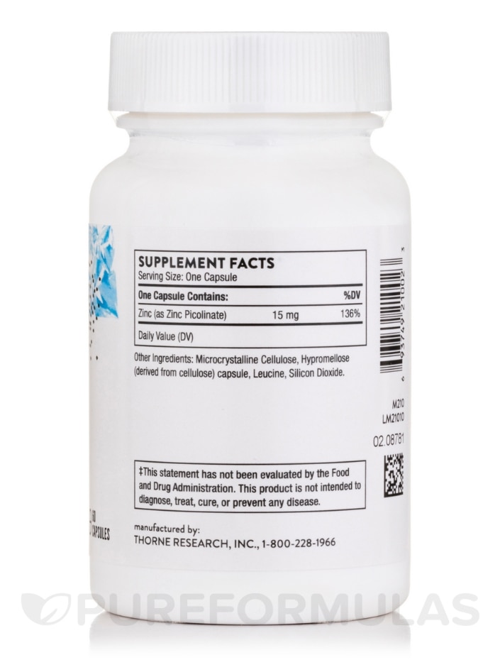 Zinc Picolinate 15 mg - 60 Capsules - Alternate View 1