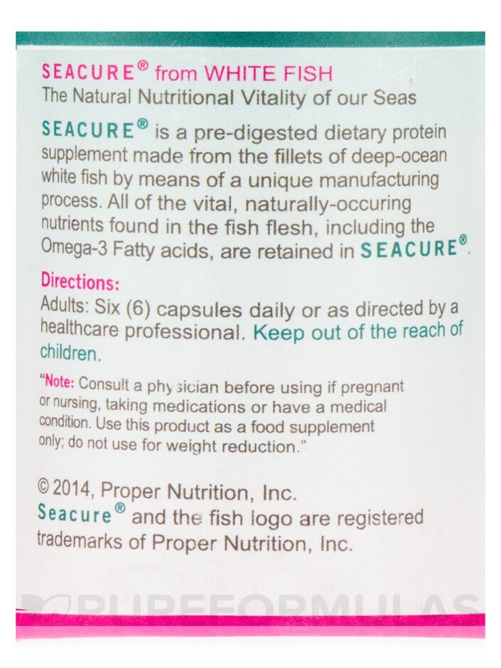 Seacure® Hydrolyzed White Fish - 180 Capsules - Alternate View 4