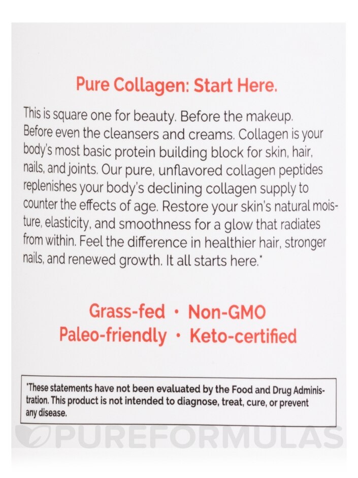 Pure Grass-Fed Collagen Peptides Powder (Tub) - 16 oz (454 Grams) - Alternate View 4