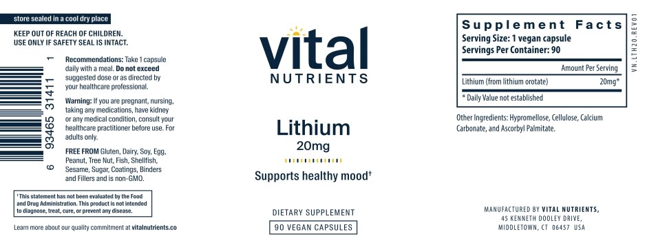 Lithium (orotate) 20 mg - 90 Vegetarian Capsules - Alternate View 4